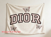 Dior Pink Butterfly Flannel Throw Blanket D188